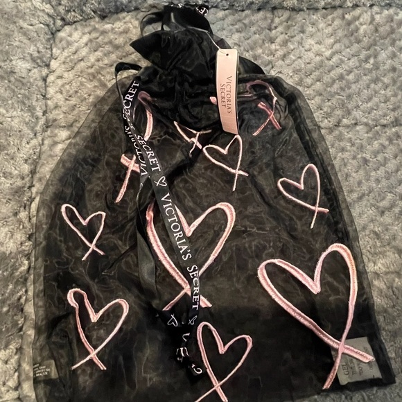 Set of (3) NWT & NWOT Victoria's Secret Black & Pink Embroidered Heart & panties - Picture 2 of 4